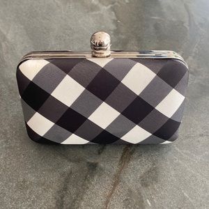 Talbots black and white plaid mini purse with strap NWT